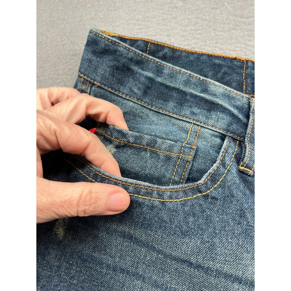 Brooklyns Own by Rocawear Jeans Mens 34x34 Athletic Fit Blue Distressed Denim - Picture 2 of 13